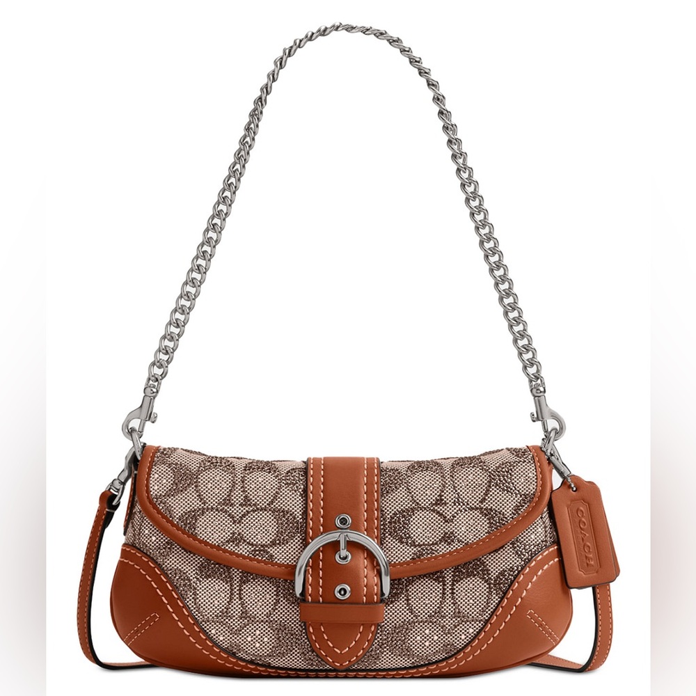 Coach Tan and Brown Signature Shoulder Bag